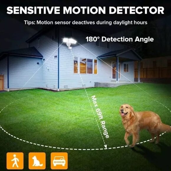 UME arc 49W LED Motion Sensor Outdoor Floodlight, 4500 Lumen, Wet, White - Picture 3 of 6